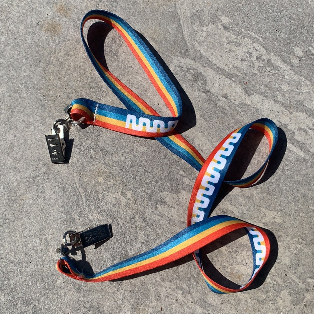 Multicolor Silky Satin Lanyard Grosgrain With Metal Clips half Rainbow For a Hat